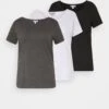 3Er Pack- T-Shirt Basic - White/Black/Dark Grey 2 3Er Pack- T-Shirt Basic - White/Black/Dark Grey -Anna Field 0ab9a6d52d77493b9cf3d49f2761a8eb