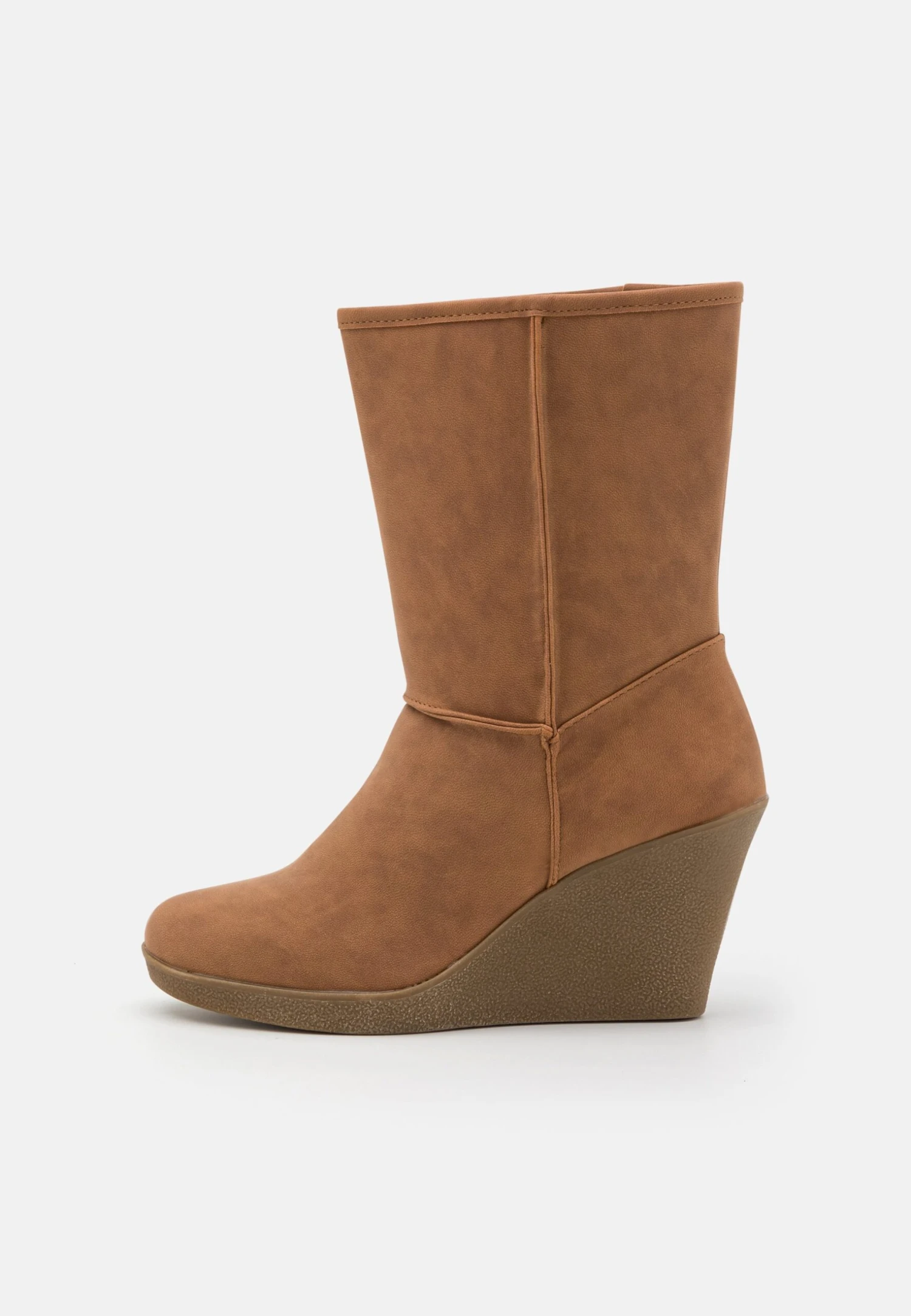 Anna Field Winter Boot - Enkellaarsjes Met Sleehak - Cognac 4 Anna Field Winter Boot - Enkellaarsjes Met Sleehak - Cognac - Afbeelding 2